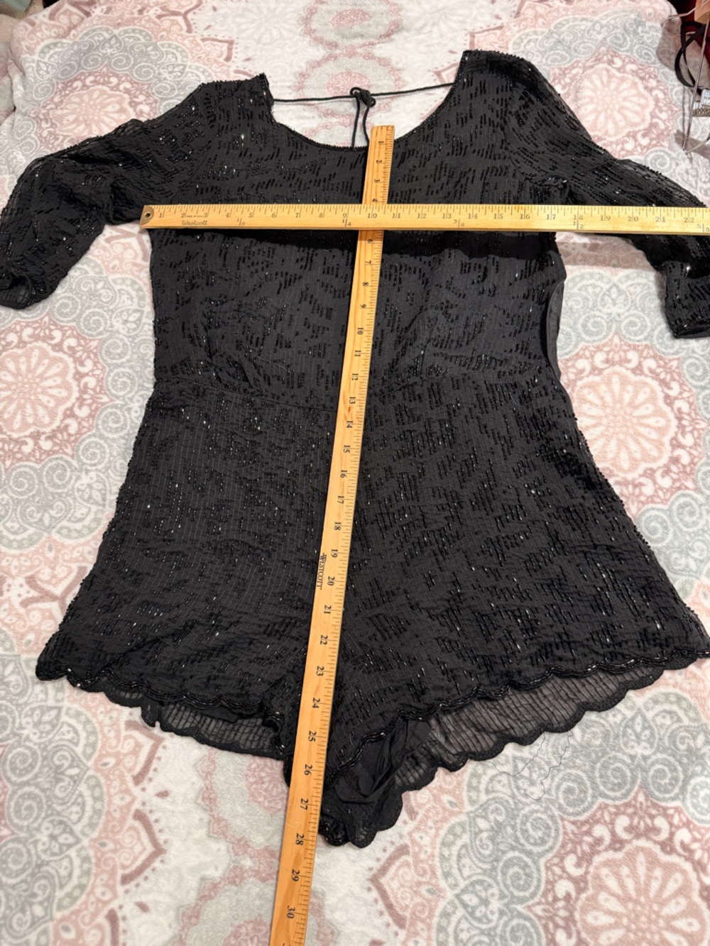 Free People Black beaded  Open-Back Romper. Broken zipper - Picture 6 of 7